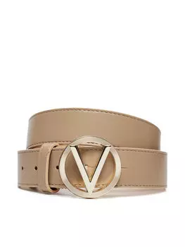 Женский ремень Valentino широкий с круглой пряжкой, бежевый