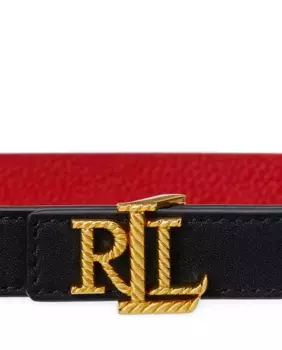Женский реверсивный кожаный пояс с логотипом Lauren Ralph Lauren, черный