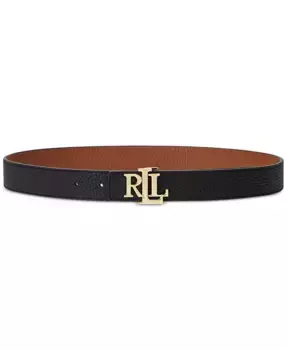 Женский реверсивный кожаный ремень с логотипом Pebbled Lauren Ralph Lauren, черный