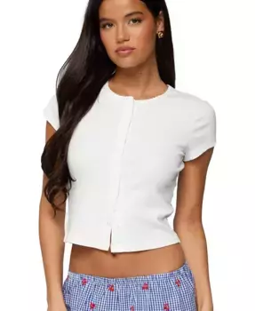 Женский рифленый топ Solina на пуговицах Edikted, белый