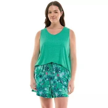 Женский роскошный комплект пижамы из двух предметов: топ и шорты Lush Luxe Croft & Barrow, цвет paper jungle