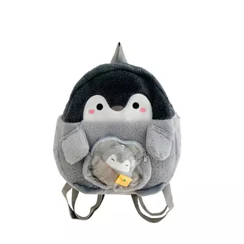 Женский рюкзак Barang Balang, Серый + орнамент в виде маленького пингвина