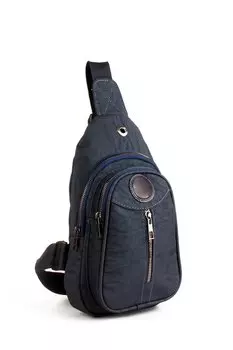 Женский рюкзак из мятой ткани с тремя отделениями и нагрудная сумка с надписью (20626) Luwwe Bags, темно-синий