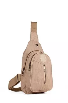 Женский рюкзак из мятой ткани с тремя отделениями и нагрудная сумка с надписью (20626) Luwwe Bags, норка