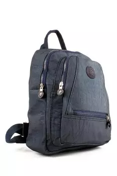 Женский рюкзак из мятой ткани с тремя отделениями и ремнем-колонной (10715) Luwwe Bags, темно-синий