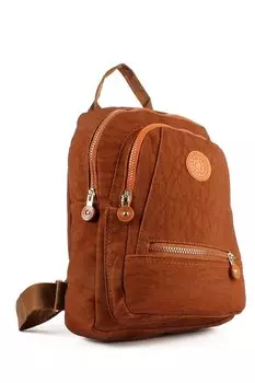 Женский рюкзак из мятой ткани с тремя отделениями и ремнем-колонной (10715) Luwwe Bags, тан-браун