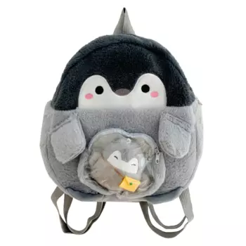 Женский рюкзак Letoo, Серый + орнамент в виде маленького пингвина