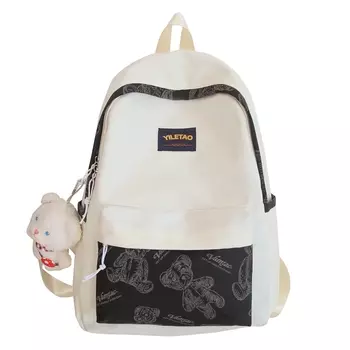 Женский рюкзак Nigel/NIGEER, Подвеска Off-white + гриб-мишка