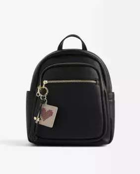 Женский рюкзак с несколькими отделениями и застежкой-молнией, в комплект входит подвеска Parfois, черный