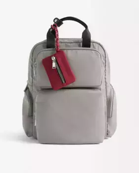Женский рюкзак с несколькими отделениями и застежкой-молнией со съемным кошельком для монет однотонного цвета Parfois, серый