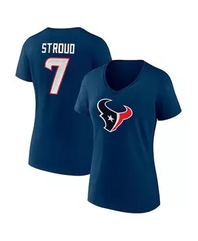 Женский С . Темно-синяя футболка Stroud Houston Texans Icon с именем игрока и номером с V-образным вырезом Fanatics, синий