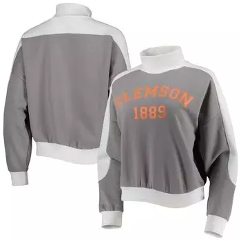 Женский серый пуловер Gameday Couture Clemson Tigers Make it a Mock Sporty