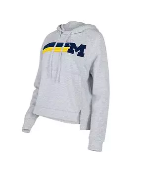 Женский серый пуловер с капюшоном Michigan Wolverines Cedar Tri-Blend реглан Concepts Sport, серый