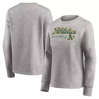 Женский серый пуловер с принтом Fanatics из верескового рисунка Oakland Athletics Fanatics