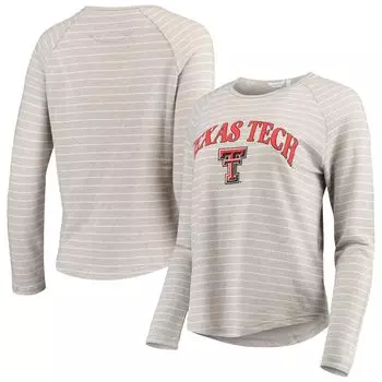 Женский серый пуловер с принтом реглан Texas Tech Red Raiders в морскую полоску, толстовка с принтом реглан