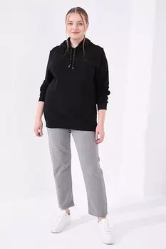 Женский серый спортивный костюм с прямыми штанинами и нижней частью батальона Z Giyim