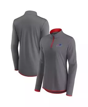 Женский серый топ с молнией 1/4 и длинными рукавами Buffalo Bills Fanatics, серый