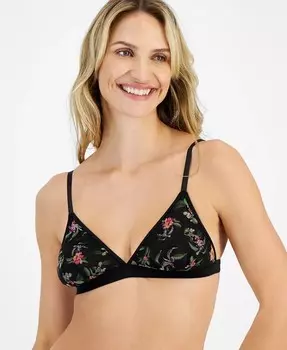 Женский сетчатый бюстгальтер без косточек с тропическими цветами I.N.C. International Concepts, черный