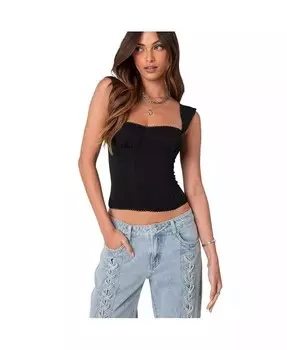 Женский сетчатый корсет-топ Marcella с широкими бретелями Edikted, черный