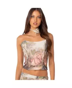 Женский сетчатый корсетный топ с гобеленовым принтом Edikted