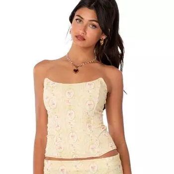 Женский сетчатый корсетный топ с принтом Edikted, желтый