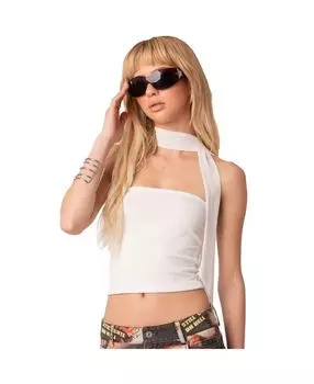 Женский сетчатый топ без бретелек с неприкрепленным шарфом Edikted, белый