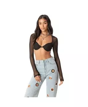 Женский сетчатый топ с чашками Edikted, черный