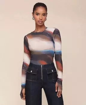 Женский сетчатый топ с длинными рукавами и принтом Avec Les Filles, мультиколор