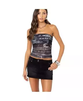 Женский сетчатый топ с многослойным поясом Edikted, черный