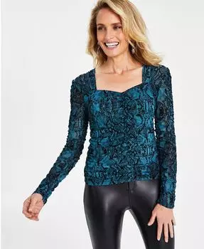 Женский сетчатый топ с принтом I.N.C. International Concepts, зеленый