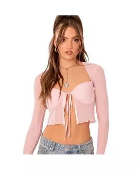 Женский сетчатый топ с завязками спереди и чашечками Edikted