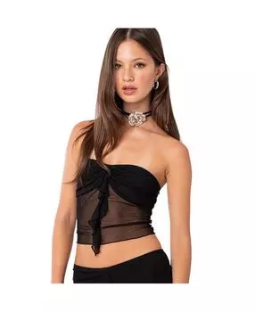 Женский сетчатый топ соланж с рюшами Edikted, черный