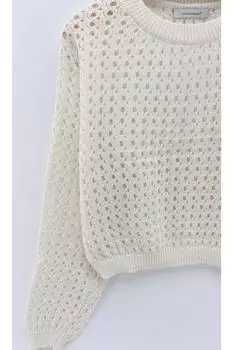 Женский сезонный трикотажный свитер с круглым вырезом и узором macharelbasic, бежевый