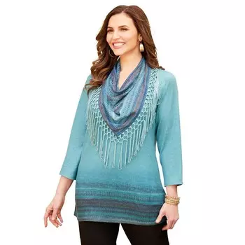 Женский шарф и туника больших размеровCatherines Дуэт, цвет Navy Border