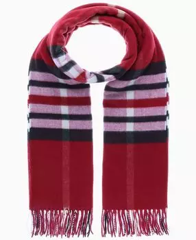 Женский шарф из кашеевой норки с запахом в клетку из эко-взорванной ткани FRAAS, красный