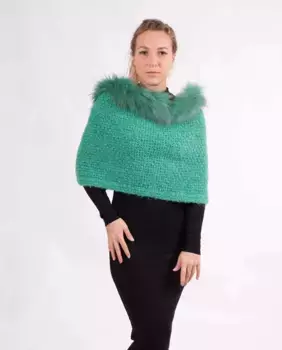 Женский шарф из шерсти и меха зеленого цвета MR Complements, зеленый
