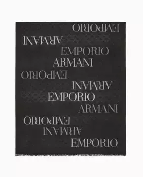 Женский шарф из вискозы с мульти-логотипом Emporio Armani, черный