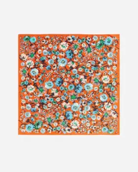 Женский шарф расписанный цветами Bimba y Lola, оранжевый