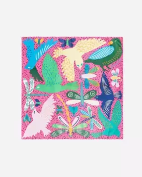 Женский шарф с принтом птиц и жуков цвета фуксии и мини-полосками Bimba y Lola, мультиколор