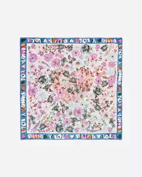 Женский шарф с разноцветными цветами-сердечками Bimba y Lola, синий