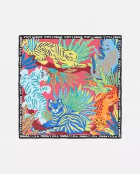 Женский шарф с тиграми и леопардами клубничные джунгли Bimba y Lola, розовый