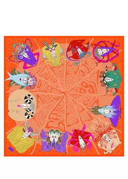 Женский шелковый шарф натальной карты Quff, оранжевый