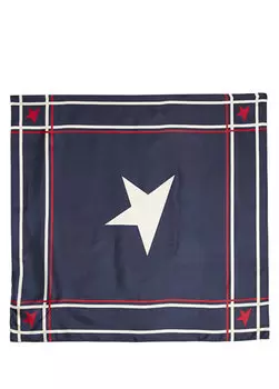 Женский шелковый шарф с темно-синим логотипом Golden Goose