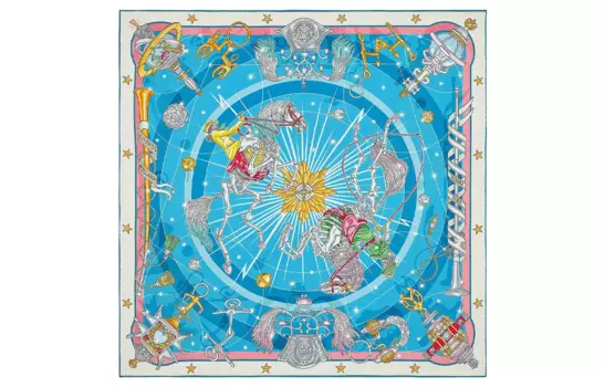 Женский шелковый шарф Starry Chorus HERMES, мультиколор