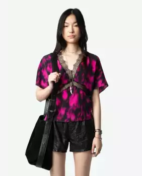 Женский шелковый топ Царь с кружевными лентами Zadig & Voltaire, мультиколор