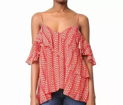 Женский шелковый топ-комбинезон Chiara с цветочным принтом красного цвета Tanya Taylor