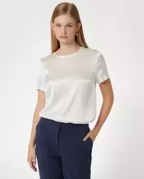 Женский шелковый топ с короткими рукавами Marciano by Guess, кремовый