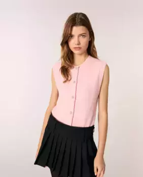 Женский шерстяной кардиган без рукавов Maje, цвет Rosa