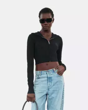 Женский шерстяной кардиган с капюшоном The Kooples, черный