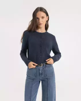 Женский шерстяной кардиган с застежкой на пуговицы спереди Noon, синий